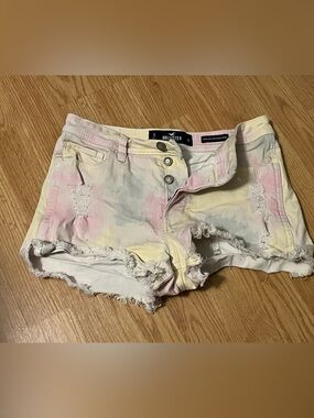 Hollister Pastel Tie-Dye Distressed Denim Shorts